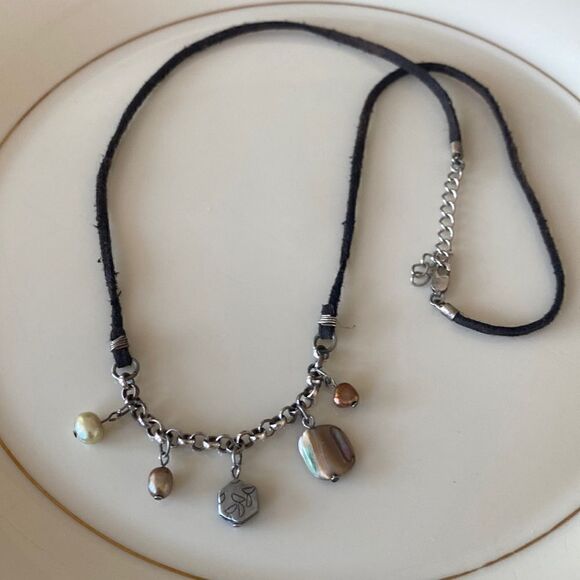 Sterling silver/leather  necklace - Picture 1 of 5